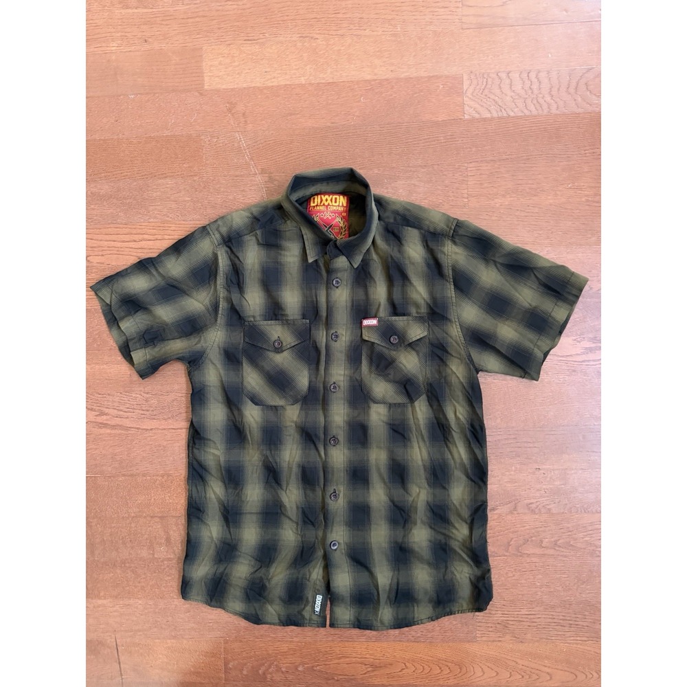 Dixxon The Corps Flannel Shirt Adult M Green Black Plaid Striped Men's